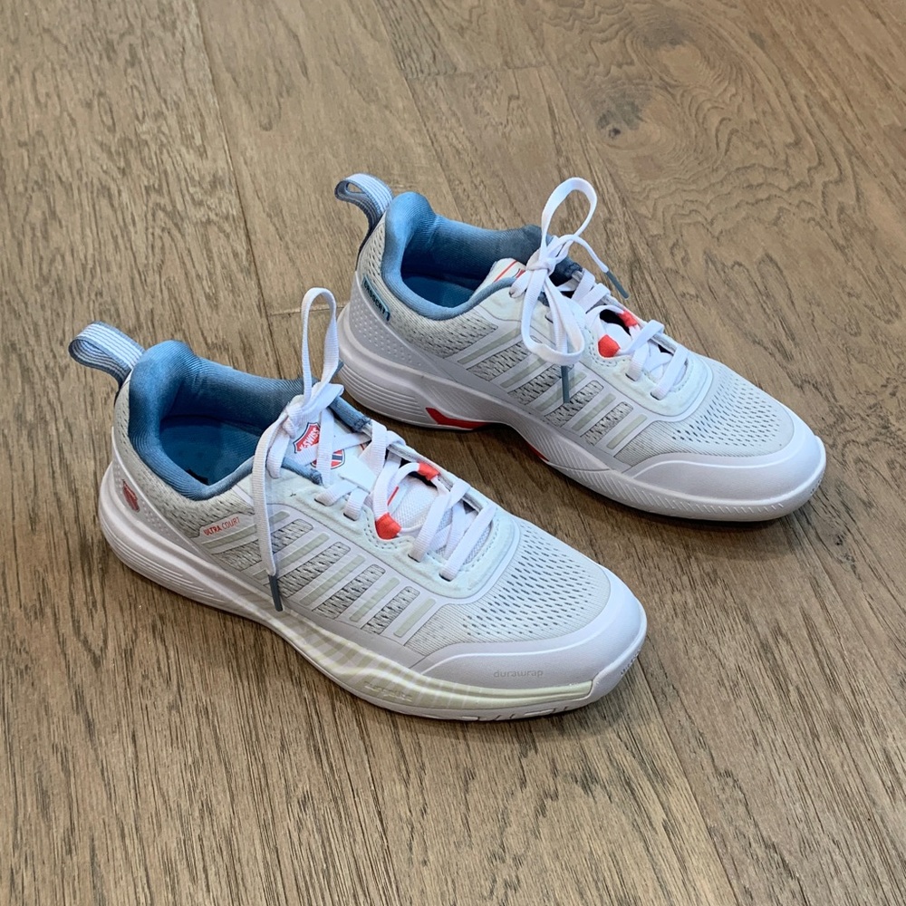 K-Swiss ULTRA Court Women Tennis Shoes [White/Faded Denim/Dubarry] Size 6.5